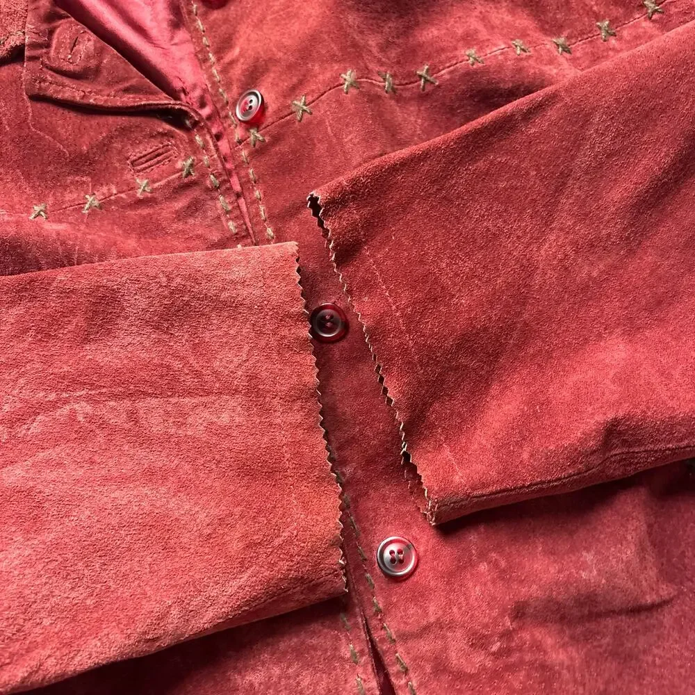Red Suede Leather Jacket - Picture 5 of 6